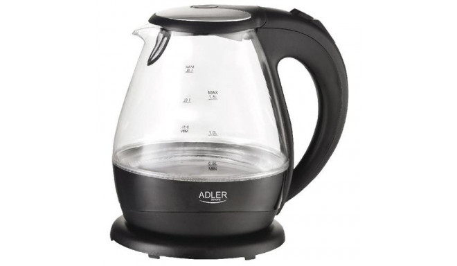 Adler AD 1224 electric kettle 1.5 L 2000 W Black, Transparent