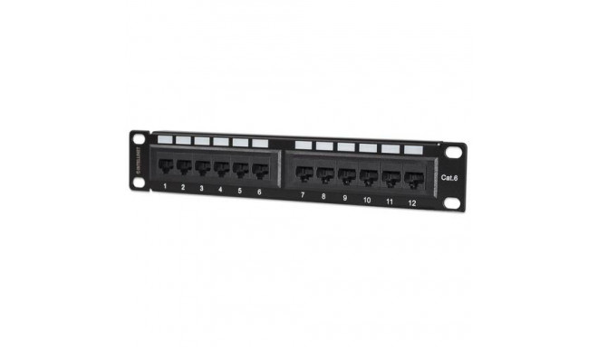 Intellinet Patch Panel, Cat6, 10&quot;, UTP, 1U, 12-Port, Black