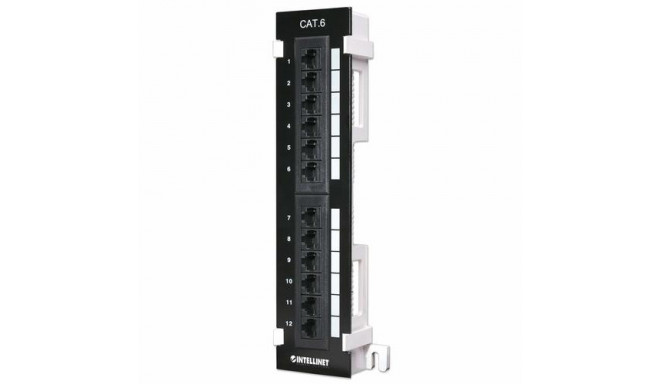 Intellinet Patch Panel, Cat6, Wall-mount, UTP, 12 Port, Black