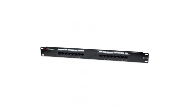 Intellinet Patch Panel, Cat6, UTP, 16-Port, 1U, Black