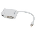 Manhattan Mini DisplayPort 1.2 to HDMI, DVI and VGA Adapter Cable (3-in-1), 25cm, White, Male to Fem