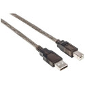 Manhattan USB-A to USB-B Cable, 15m, Male to Male, Active, Black, 480 Mbps (USB 2.0), Built-in Chips