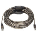 Manhattan USB-A to USB-B Cable, 15m, Male to Male, Active, Black, 480 Mbps (USB 2.0), Built-in Chips