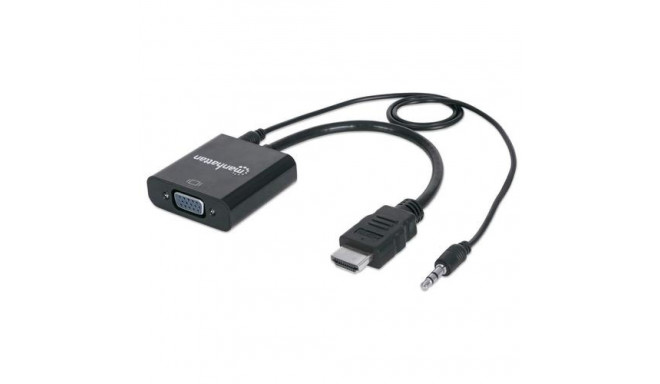 Manhattan HDMI to VGA (with Audio) Converter cable, 1080p, 30cm, Male to Female, Micro-USB Power Inp