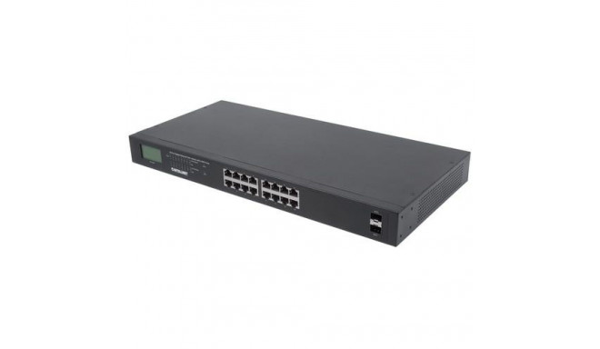 Intellinet 16-Port Gigabit Ethernet PoE+ Switch with 2 SFP Ports, LCD Display, IEEE 802.3at/af Power