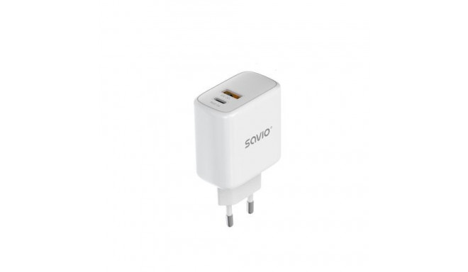 Savio LA-06 USB Type A &amp; C Quick Charge Power Delivery 3.0 Indoor Tablet, Telephone White AC