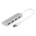 Deltaco UH-484 interface hub USB 3.2 Gen 1 (3.1 Gen 1) Type-A 5000 Mbit/s Silver