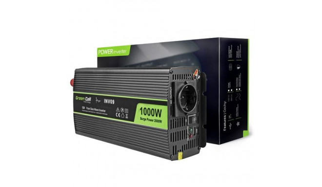 Green Cell INV09 power adapter/inverter Auto 1000 W Black