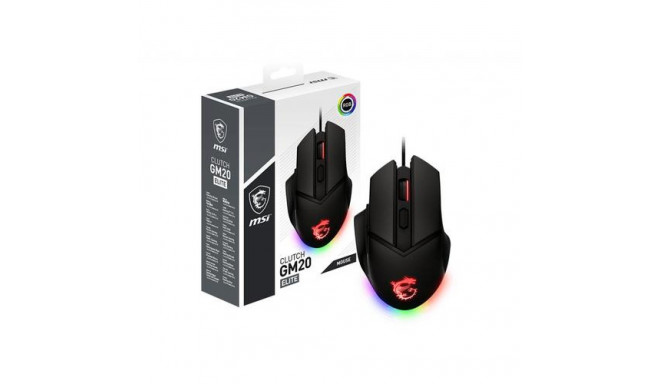 MSI CLUTCH GM20 ELITE Optical Gaming Mouse '6400 DPI Optical Sensor, 6 Programmable button,