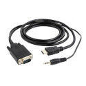 Gembird CC-DP-HDMI-5M video cable adapter HDMI + 3.5mm VGA (D-Sub) Black