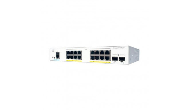 Cisco Catalyst 1000-16P-2G-L Network Switch, 16 Gigabit Ethernet (GbE) PoE+ Ports, 120W PoE Budget, 