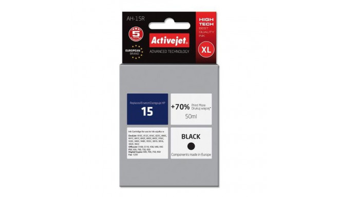 Activejet AH-15R ink (replacement for HP 15 C6615A; Premium; 50 ml; black)