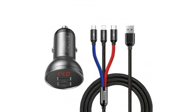 Baseus AB2XUSBAKBK mobile device charger Black, Grey Auto