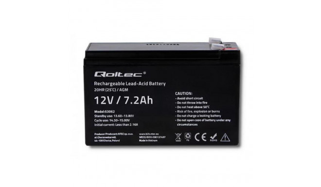 Qoltec 53062 UPS battery Sealed Lead Acid (VRLA) 12 V 7.2 Ah