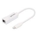 Manhattan USB-C to Gigabit (10/100/1000 Mbps) Network Adapter, White, Equivalent to US1GC30W, suppor