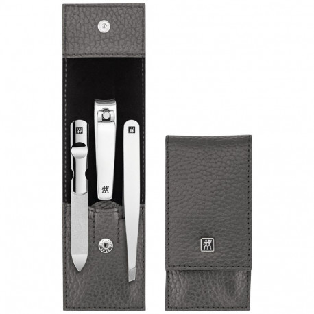 Zwilling Classic Inox reisikomplekt – nahast ümbris, 3 osa – hall