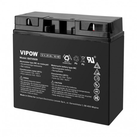 VIPOW mootorratta MC-tüüpi aku 12V 25Ah