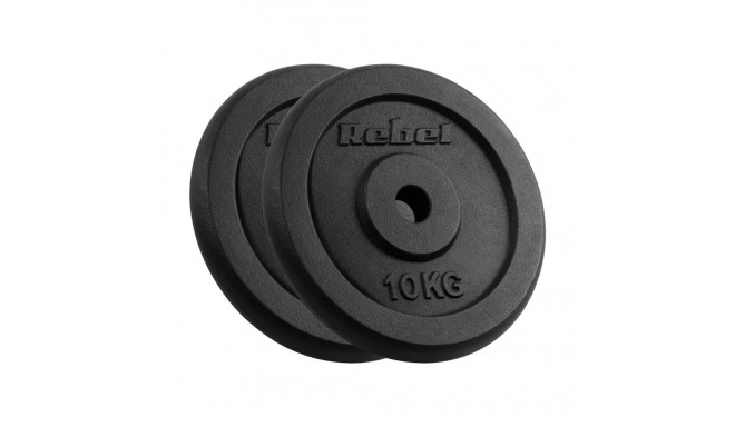 Cast iron weight set 2x10kg, bore 31mm, classic disc, REBEL ACTIVE