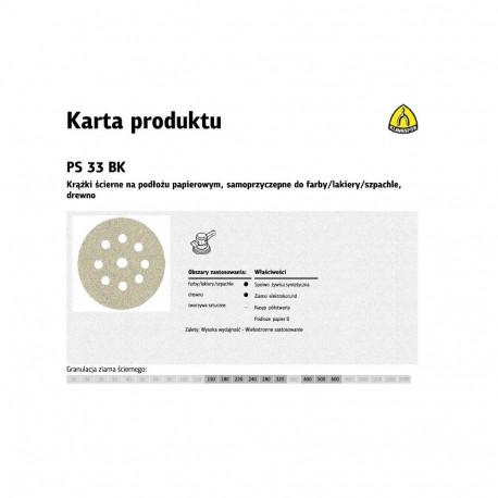 KLINGSPOR SELF-ADHESIVE ABRASIVE DISC 225mm PS33BK gr.120 GLS38 /50pcs.