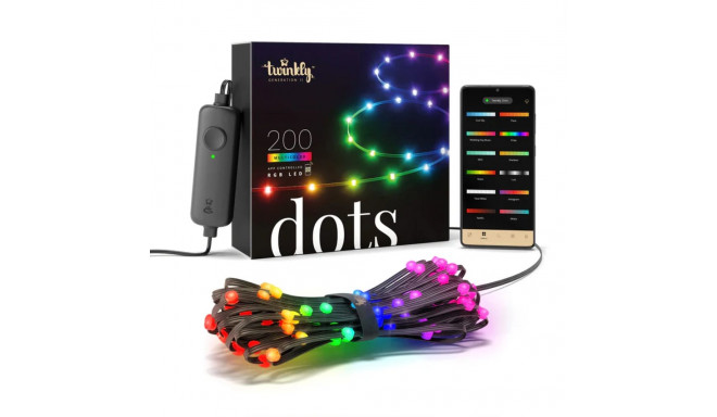Twinkly Dots nutikad LED 200 RGB, 10m, must juhe, mitmevärviline
