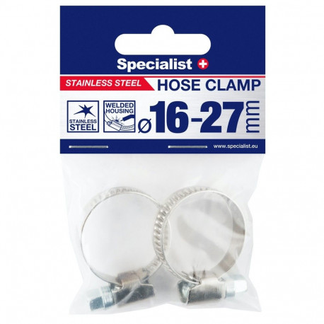 SPECIALIST+ stainless steel pl. clamp, 16-27 mm, 2 pcs.
