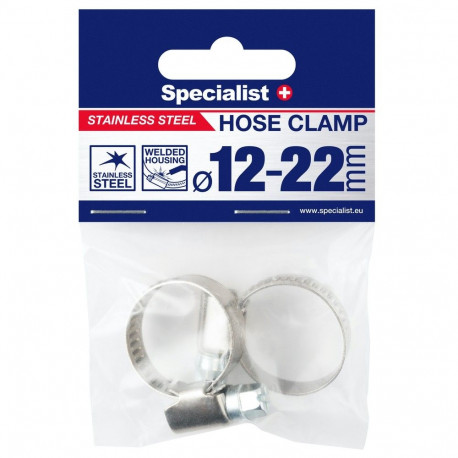 SPECIALIST+ stainless steel pl. clamp, 12-22 mm, 2 pcs.