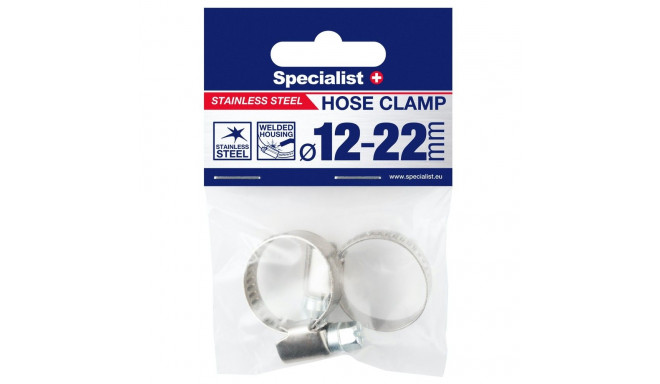 SPECIALIST+ stainless steel pl. clamp, 12-22 mm, 2 pcs.