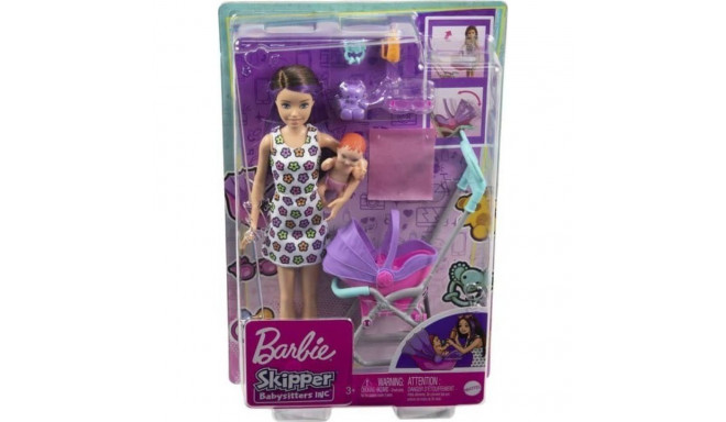 Barbie doll Barbie Babysitter Skipper Stroller + baby Set GXT34