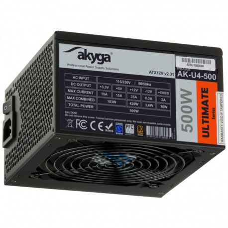 Akyga toiteplokk AK-U4-500 500W 20+4 pin ATX, must