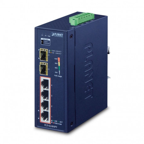 PLANET IGS-624HPT hallatav gigabit ethernet (10/100/1000) toite üle etherneti (PoE) sinine võrgulüli