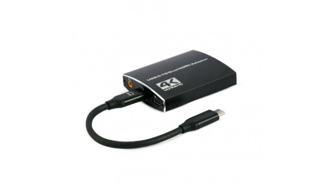 Gembird A-CM-HDMIF2-01 USB-C kahe HDMI adapter, 4K 60Hz, must