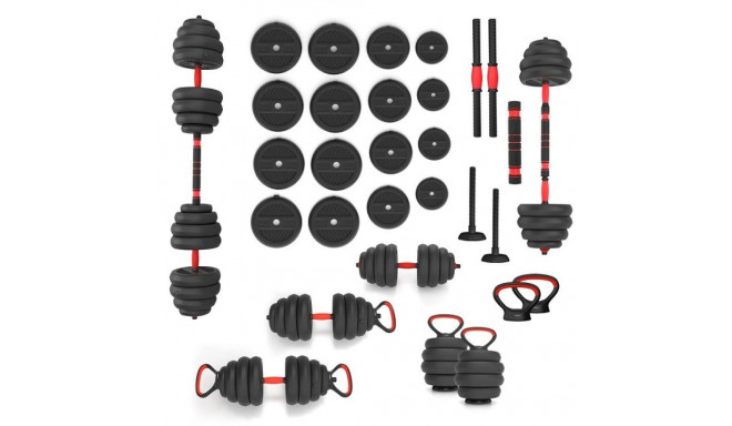 6IN1 WEIGHT SET HMS SGN140 (BARBELL, DUMBBELL AND KETTLEBELL) 40KG