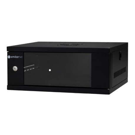 EMITERNET Light, undivided hanging cabinet 19'' 4U, sheet metal/glass door, 550×450×230mm width/dept