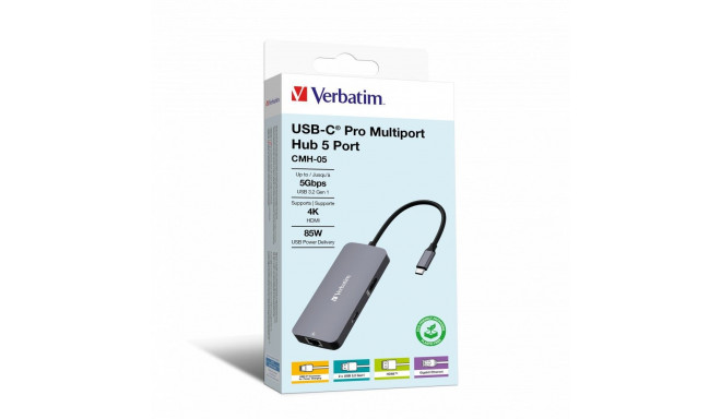 Verbatim CMH-05 USB Type-C 5000 Mbit/s hõbedane
