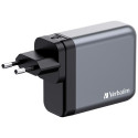 Verbatim GNC-140 GaN laadija 140W koos 2 x USB-C PD 140W / 1 x USB-C PD 20W / 1 x USB-A QC 3.0 (EU/U