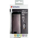 Verbatim 49142 sülearvuti dokk/portide paljundaja USB 3.2 Gen 1 (3.1 Gen 1) Type-C Must, Hõbedane