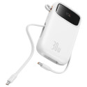 Baseus QPow 2 30W 10000mAh Power Bank with Built-in USB-C Cables - White