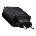 Baseus Compact fast charger 2x USB / USB Type C 30W 3A Power Delivery Quick Charge black (CCXJ-E01)