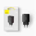 Baseus Compact fast charger 2x USB / USB Type C 30W 3A Power Delivery Quick Charge black (CCXJ-E01)