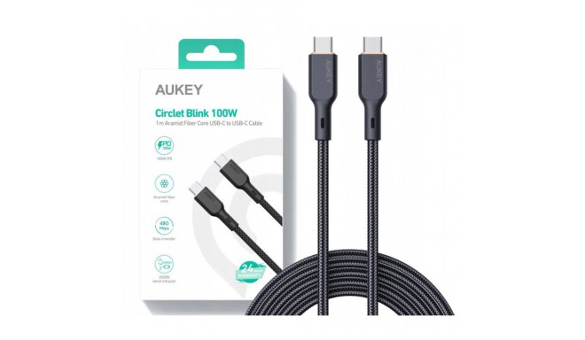 AUKEY CB-KCC101 nailonist USB C - USB C kaabel 1m