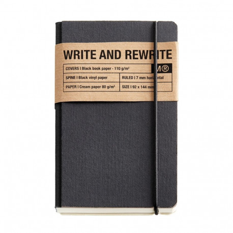 Märkmik 93x144mm 96l 5x5 ruut punktiiridega JUST BLACK must, kummikinnitus Miquelrius