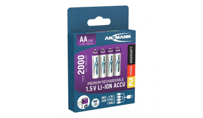 AA 1.5V 2000MAH USB-C.MAX2A akud, 4 tk