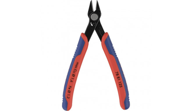 KNIPEX Electronic Super Knips 78 81 125, electronics pliers (red/blue, with opening spring and openi