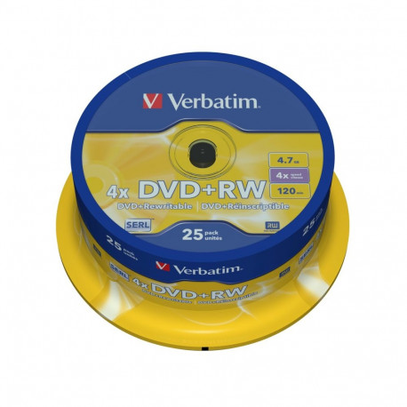 Verbatim DVD+RW 4.7GB 25 tk, matt hõbedane