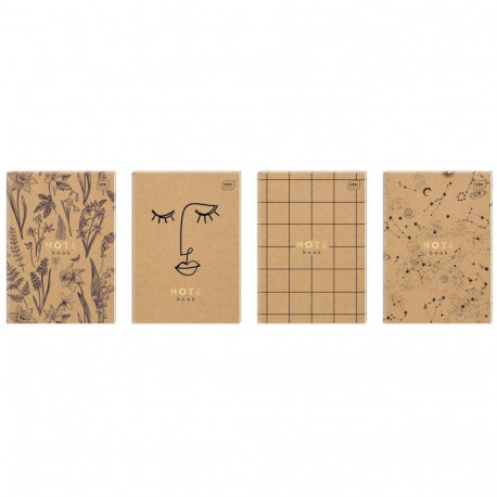 Kaustik A5 64 lehte, ruut, Kraft assortii, Interdruk