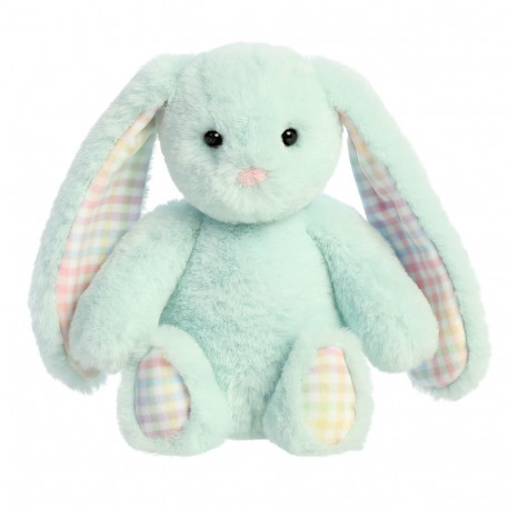 AURORA Rainbow Gingham Bunnies Plush Mint Bunny, 18 cm