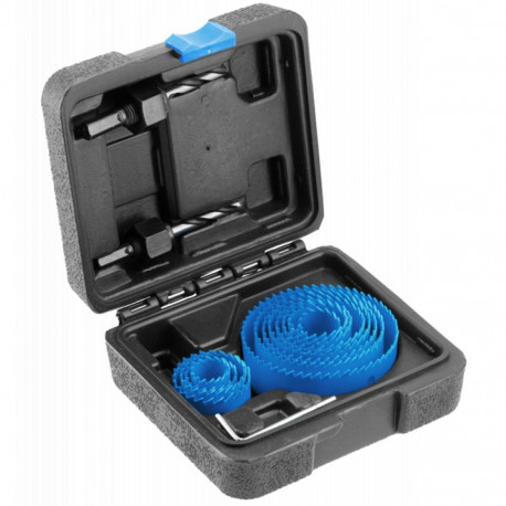 Hogert HT6D464 süsinikterasest auguraua komplekt 14 tk, 19-75 mm, 2 juhtpuuri 8 ja 9,5 mm, puidule, 