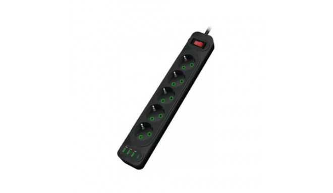 Riff F25U 2m pagarinātājs ar 3 Ligzdām + 3 USB + 1 USB-C