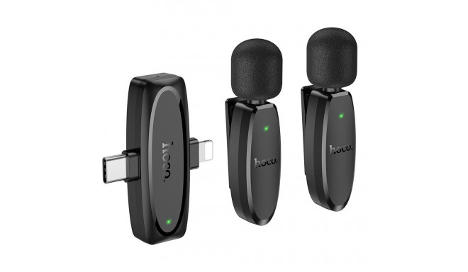 Wireless lavalier microphone Lightning / USB C Hoco 2 pcs L15 black