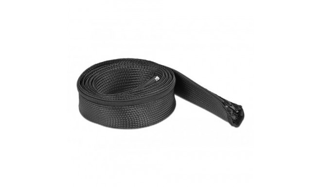 DeLOCK Braided Sleeve with zip fastener heat-resistant 2 m x 50 mm black